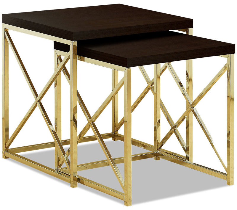Findlay Nesting Tables - Cappuccino and Gold