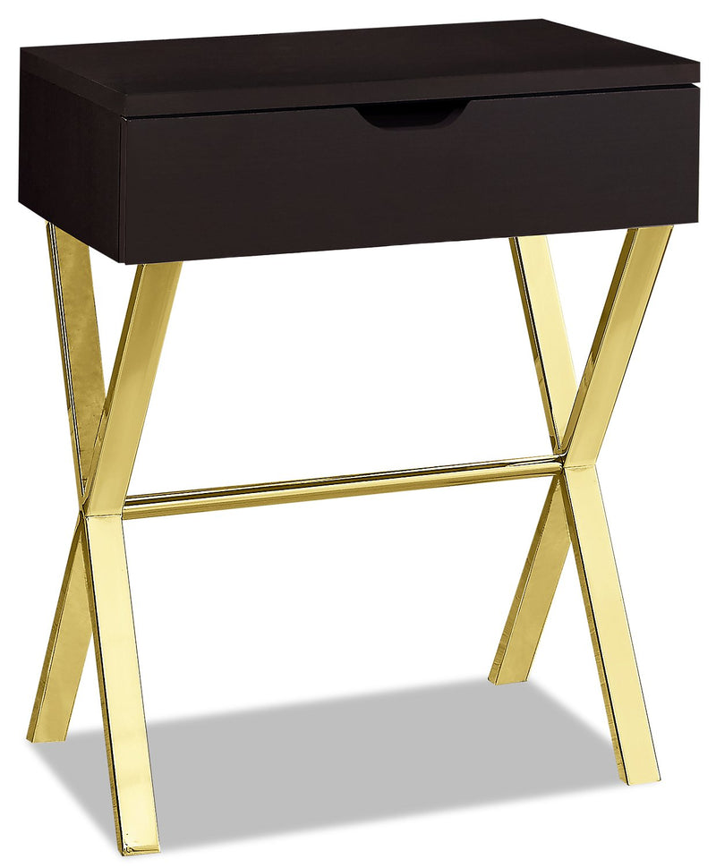 Findlay End Table - Cappuccino and Gold