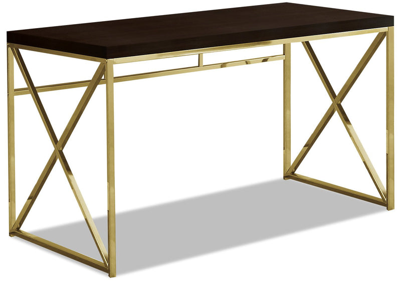 Findlay Desk - Cappuccino and Gold