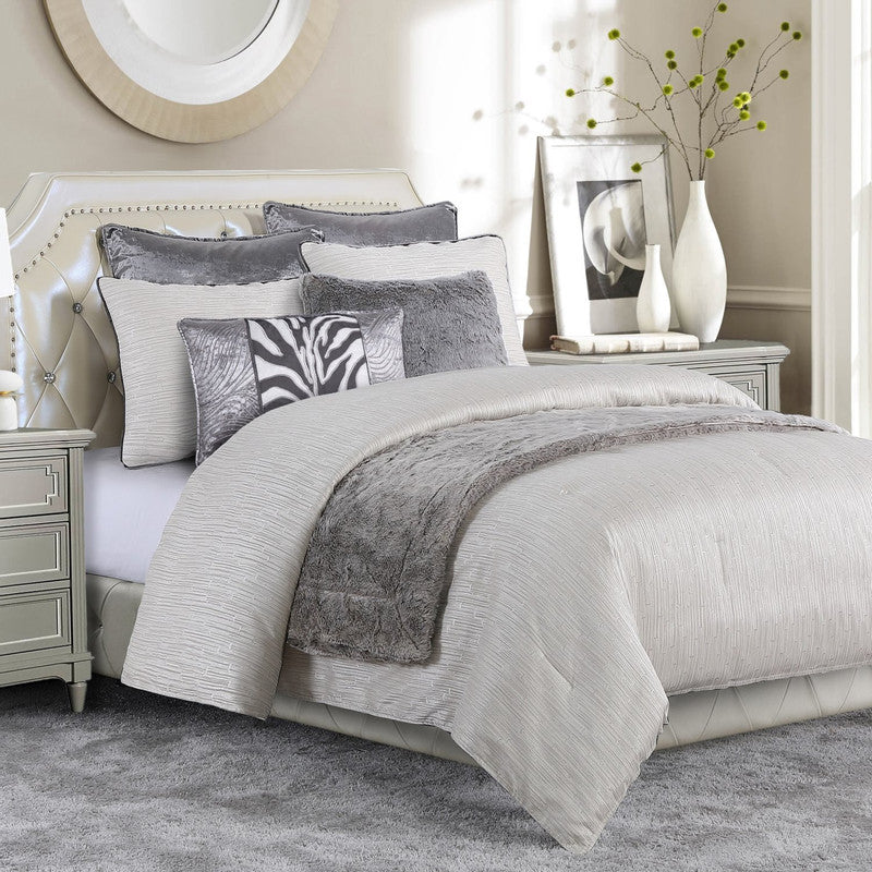 Dorest 4 Pc. King Comforter Set - Grey/Silver