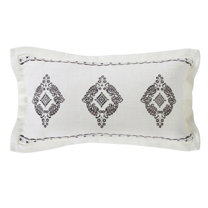 Wiscasset Embroidered Decorative Pillow - Cream