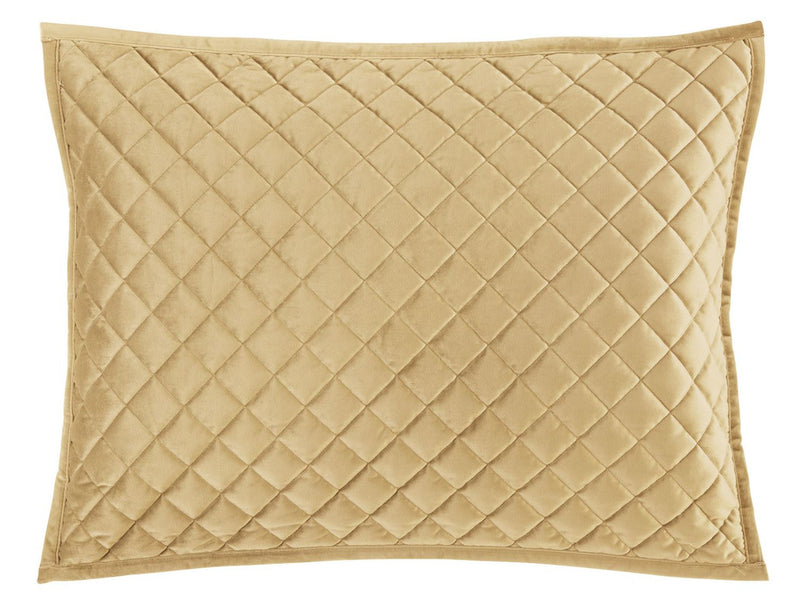 Grudina Velvet Diamond Quilted 34 X 34 Standard Pillow Sham Set - Gold