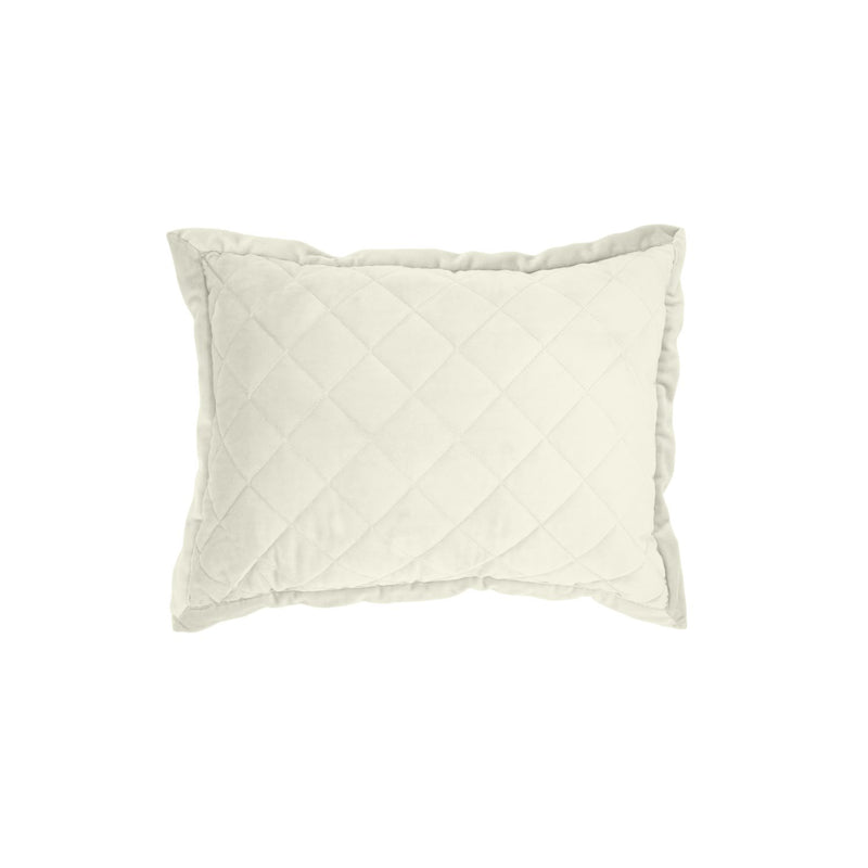 Camden Diamond Stitch Velvet Pillow - Cream