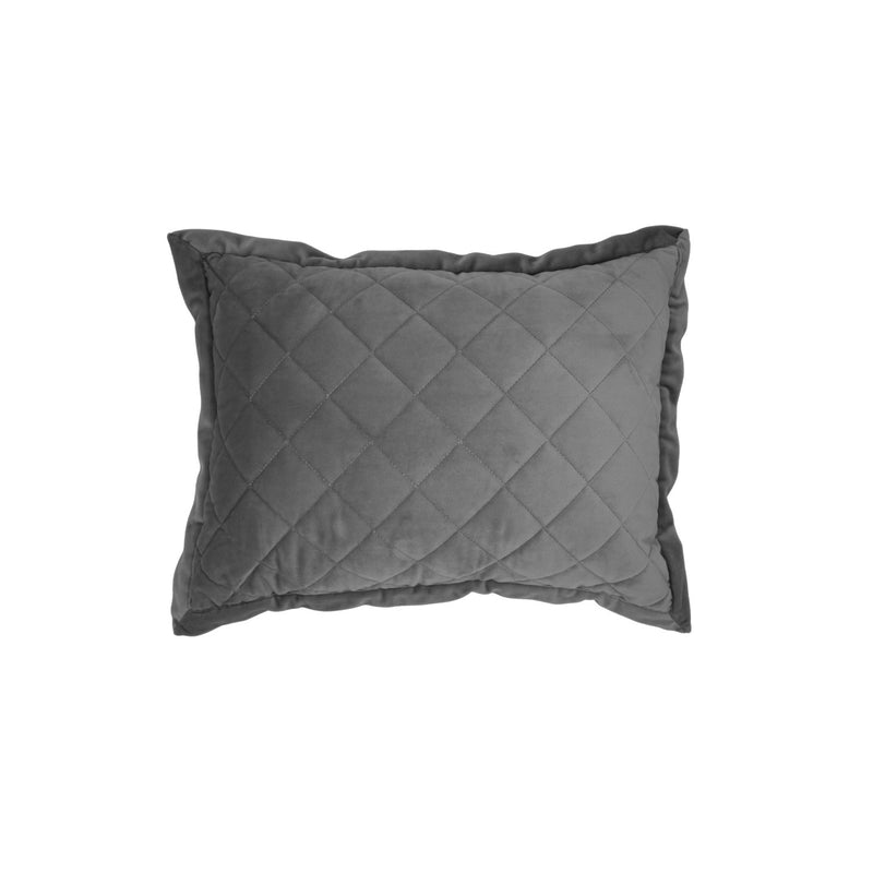Camden Diamond Stitch Velvet Pillow - Grey