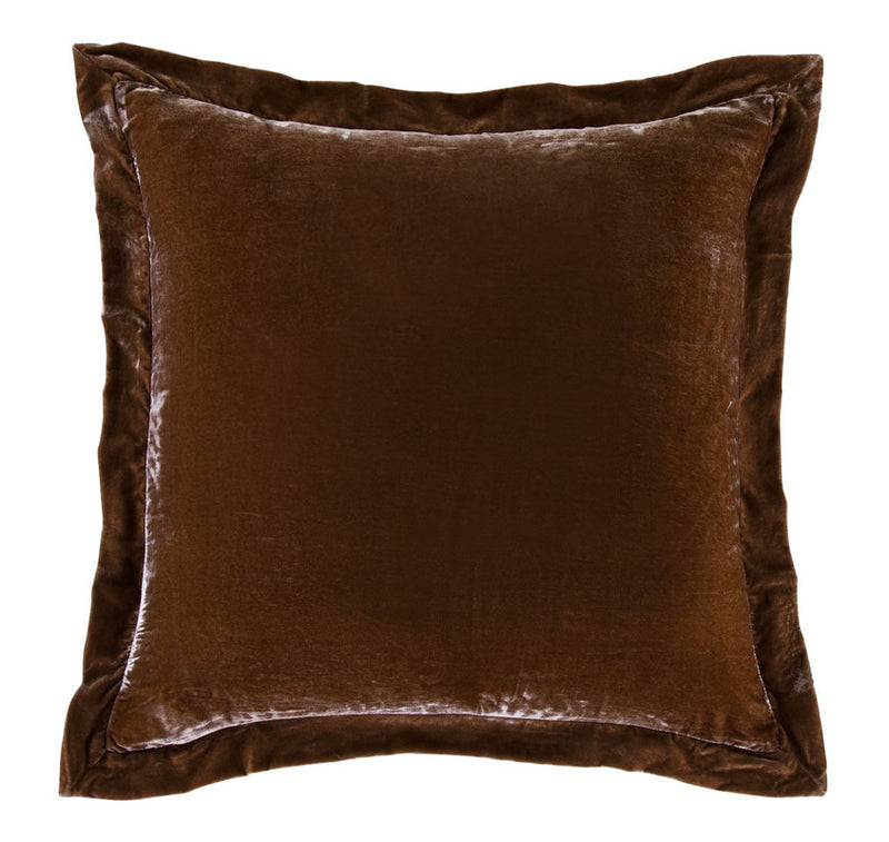 Sierpnia Silk Look Velvet Flanged 27 X 27 Euro Sham - Copper Brown