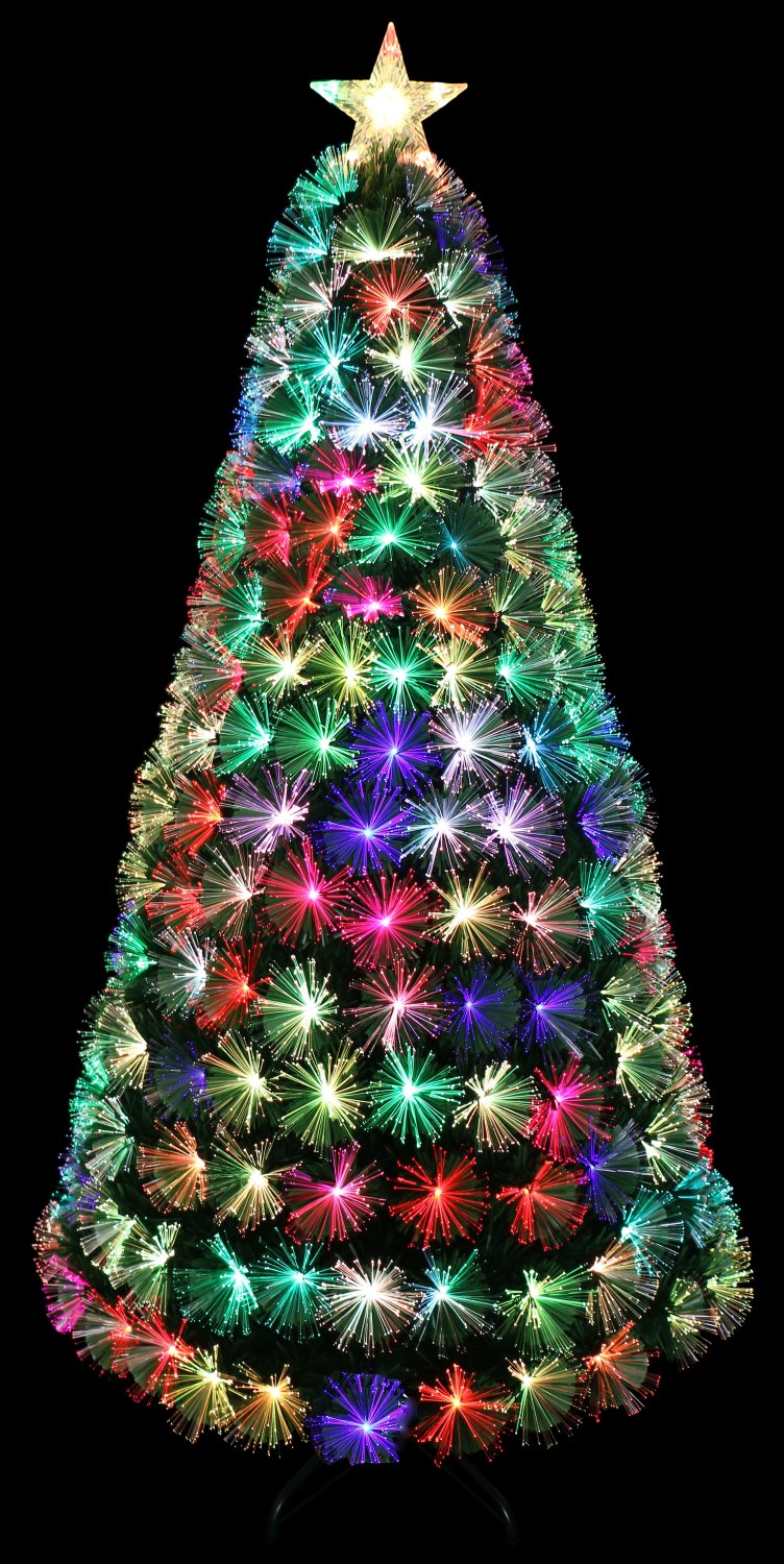 Elowen 5ft 7 Colour LED Fibre Optic Pre-Lit Christmas Tree - Multi-coloured