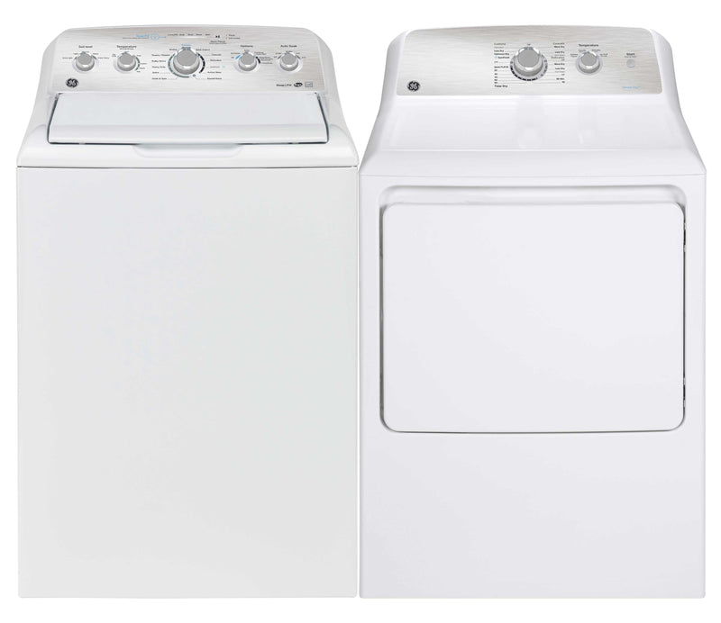 GE White Top-Load Washer (4.9 cu. ft.) & Gas Dryer (7.2 cu. ft.) - GTW490BMRWS/GTD40GBMRWS