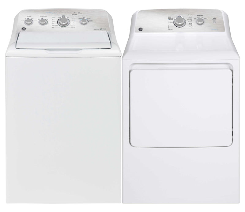 GE White Top-Load Washer (5.0 cu. ft.) & Gas Dryer (7.2 cu. ft.) - GTW550BMRWS/GTD40GBMRWS