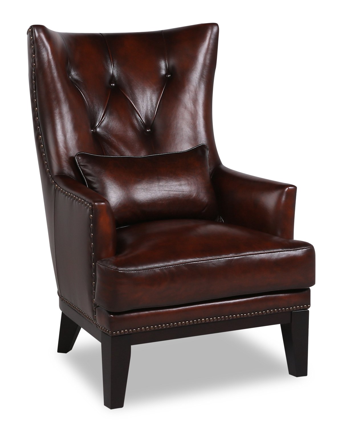 Dark Brown Leather Look Accent Chair Easton Genuine Leather Accent Chair  Brown