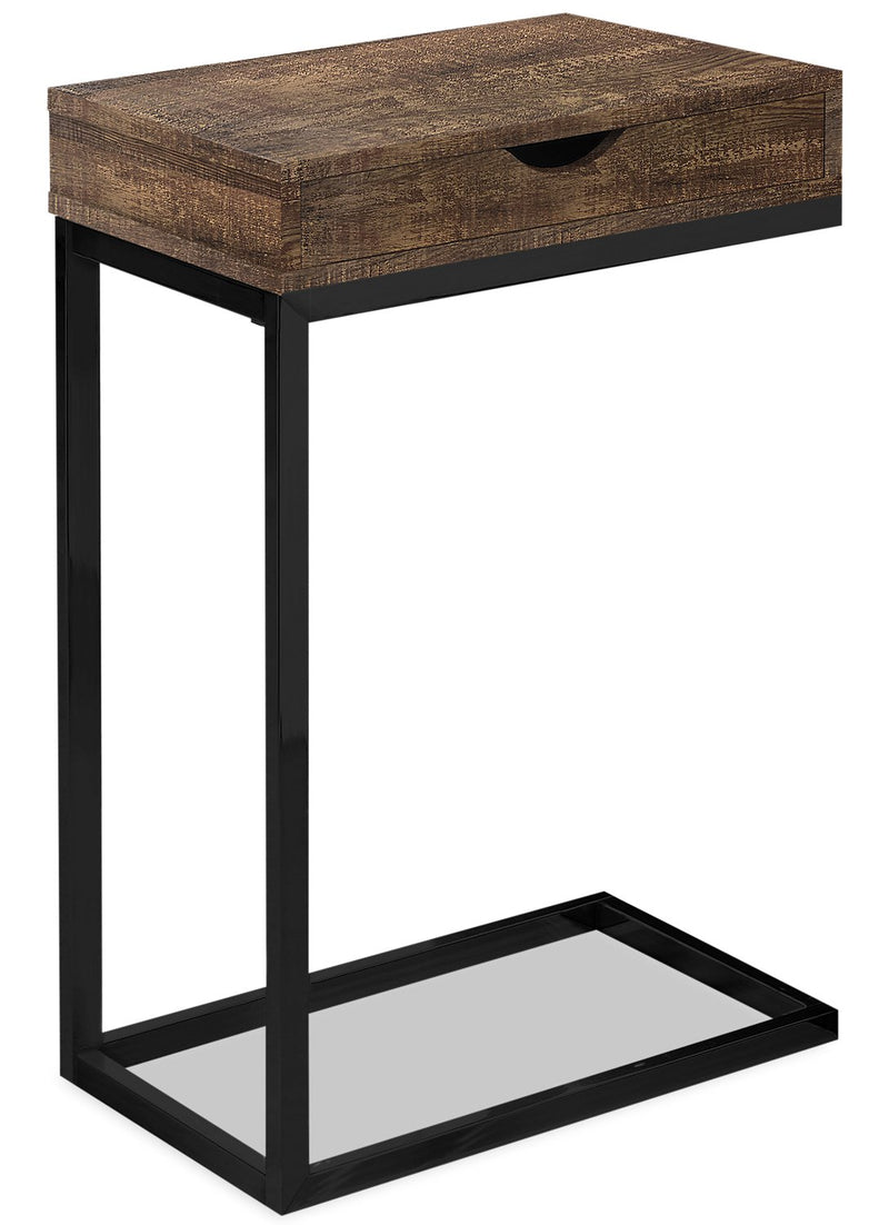 Lucena Reclaimed Wood-Look Chairside Table with Drawer - Brown