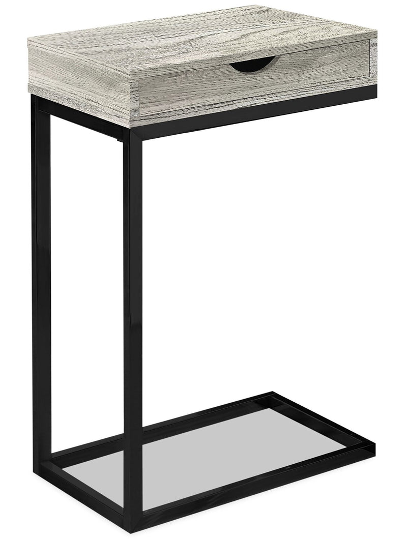 Lucena Reclaimed Wood-Look Chairside Table with Drawer - Grey