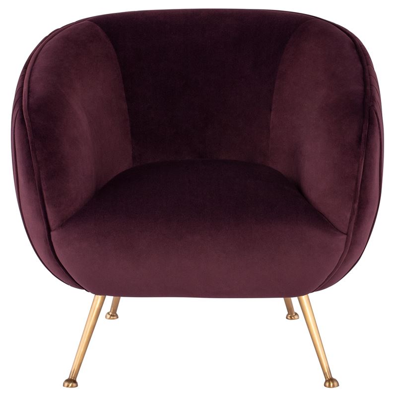 Rupt Velvet Accent Chair - Mulberry/Gold