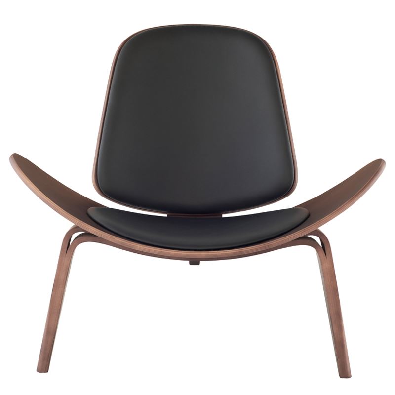 Authie Leather Accent Chair - Dark Walnut/Black