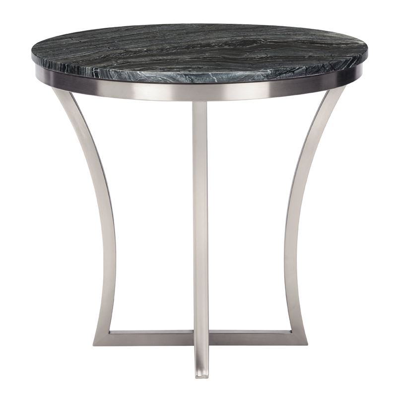 Aurora Marble End Table - Black Wood Vein/Silver