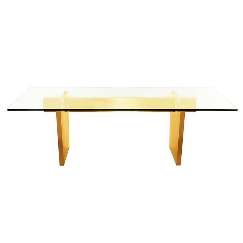 Aiden 95" Glass Dining Table - Gold