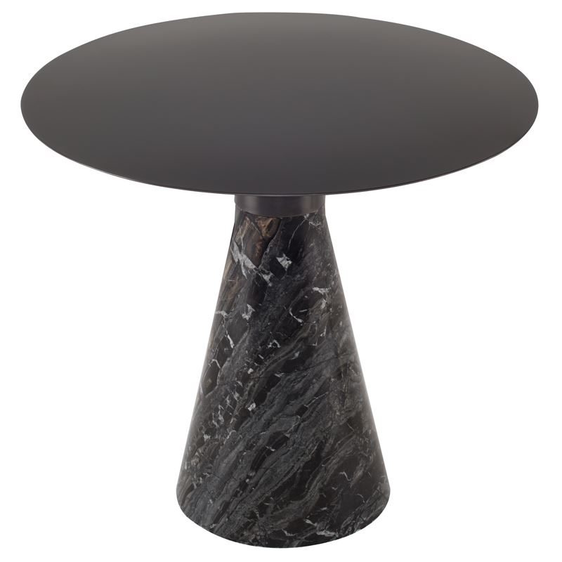 Iris 20" Marble Base End Table - Black Wood Vein/Graphite