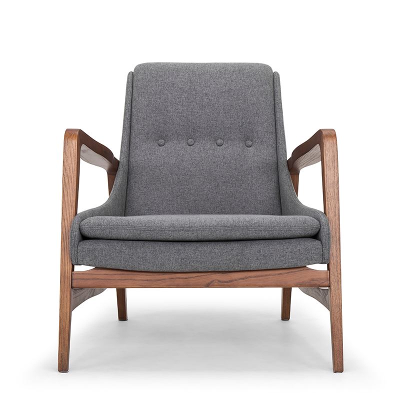 Enzo Walnut Accent Arm Chair - Shale Grey