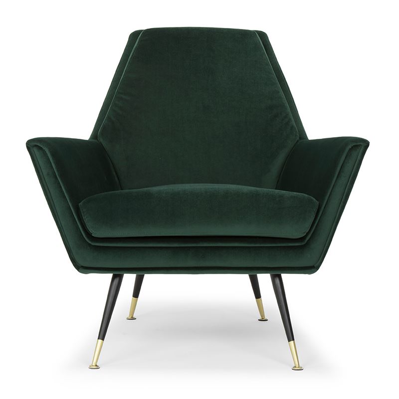 Vanessa Velvet Accent Arm Chair - Emerald Green