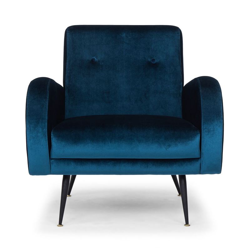 Hugo Velvet Accent Arm Chair - Midnight Blue