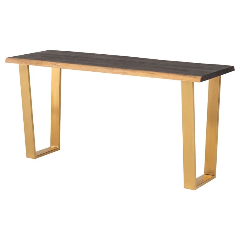 Versailles Live Edge Seared Oak Console Table - Gold