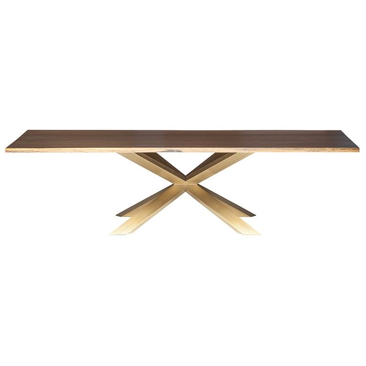 Couture 112" Seared Oak Dining Table - Gold