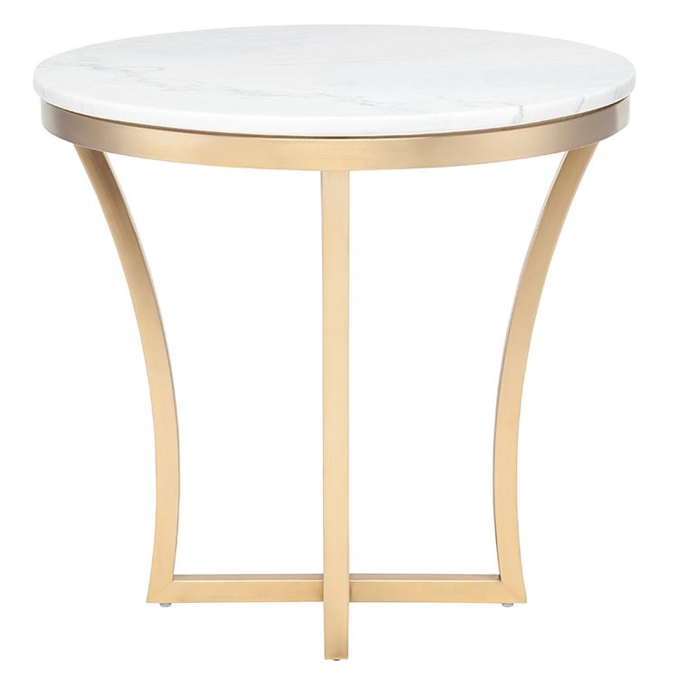 Aurora Marble End Table - White/Gold