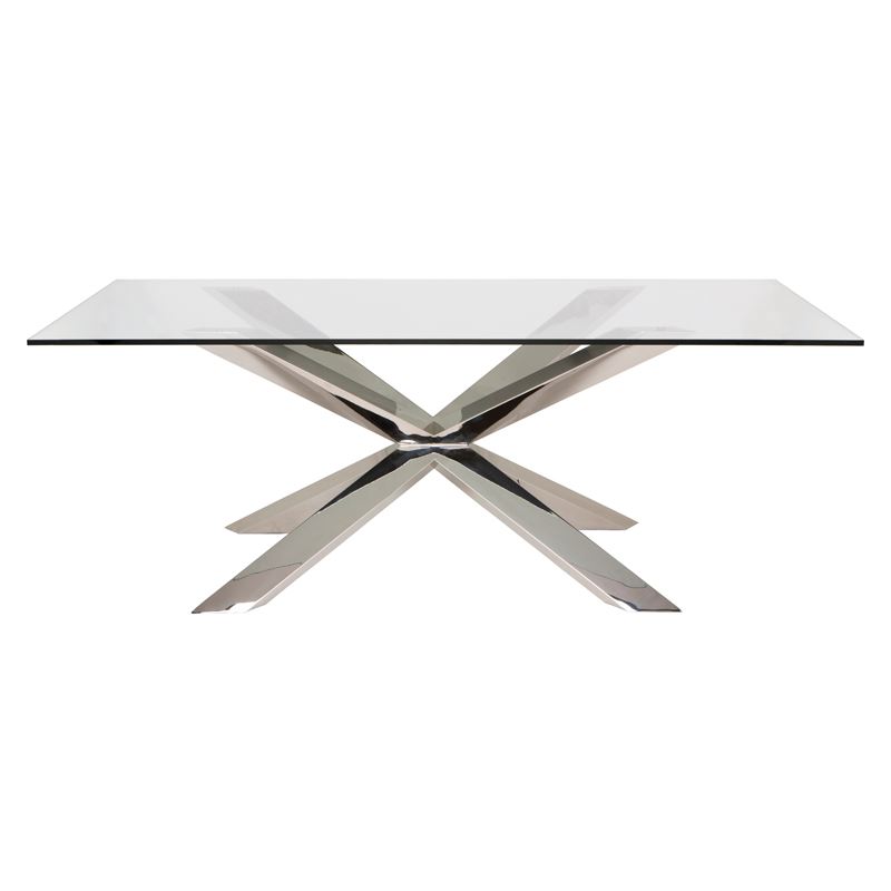 Couture 94.5" Glass Dining Table - Silver