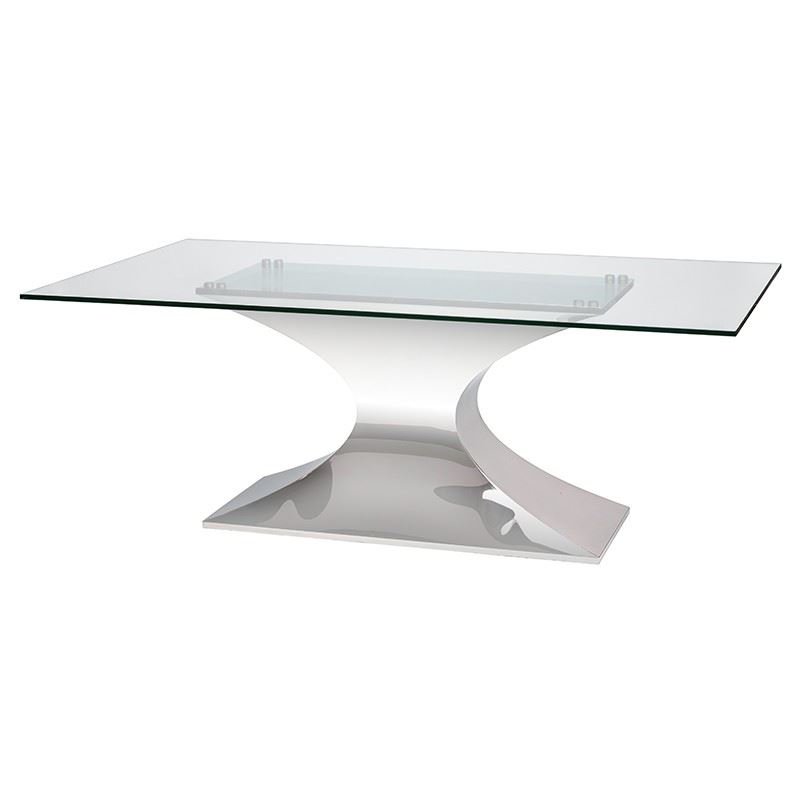 Arroux Glass 94" Dining Table - Silver