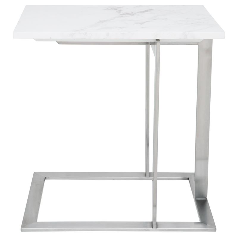 Dell Marble End Table - White/Silver