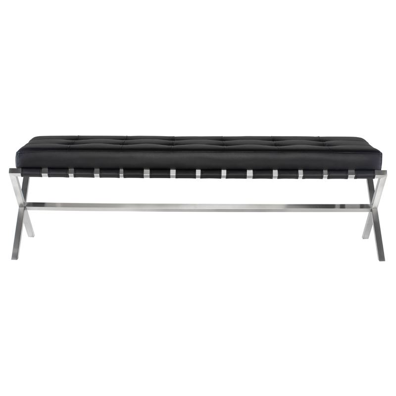 Auguste 59" Stainless Steel Bench - Black/Silver