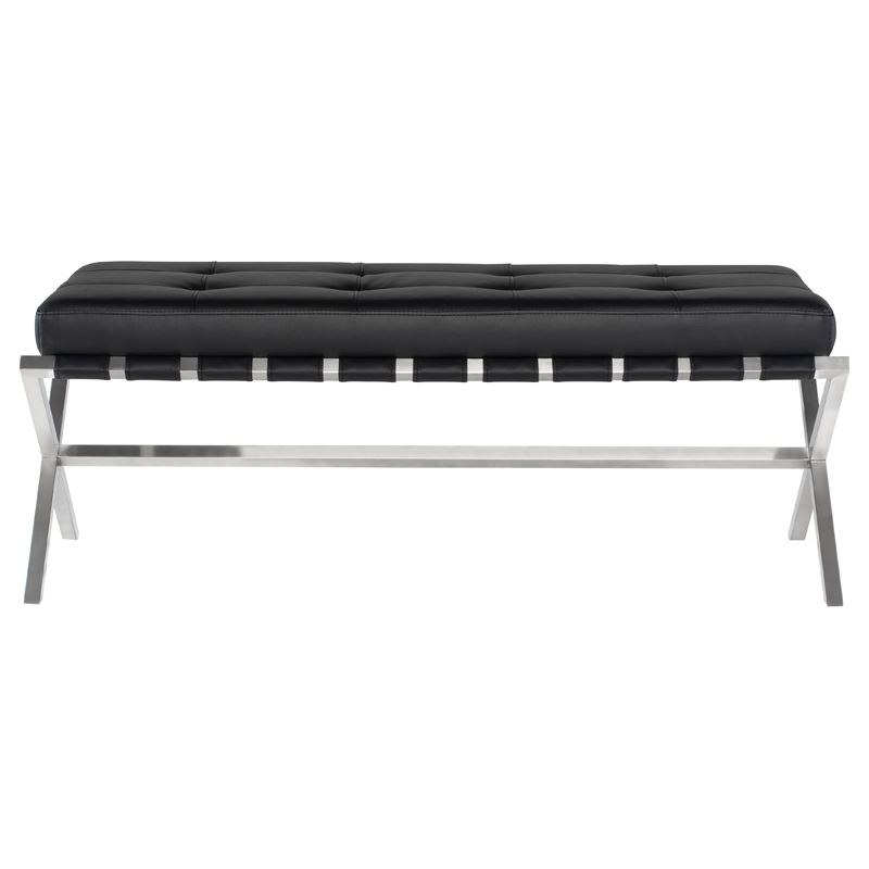 Auguste 47" Stainless Steel Bench - Black/Silver