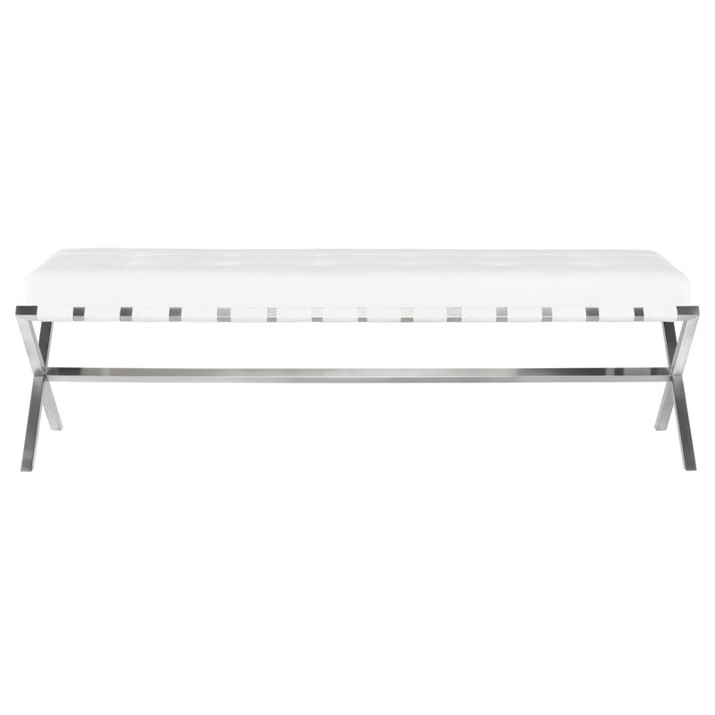 Auguste 59" Stainless Steel Bench - White/Silver
