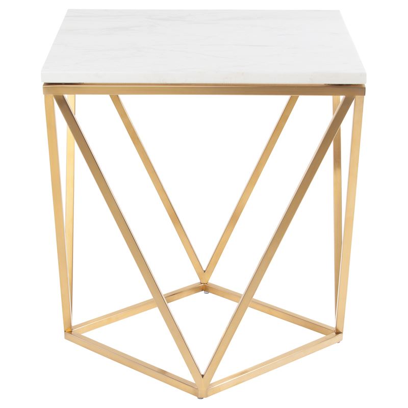 Sioule Marble End Table - White/Gold