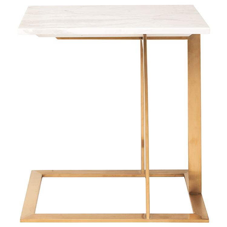 Dell Marble End Table - White/Gold
