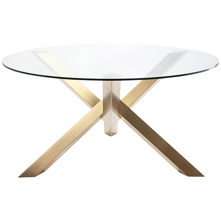 Rasis 72" Round Glass Dining Table - Gold