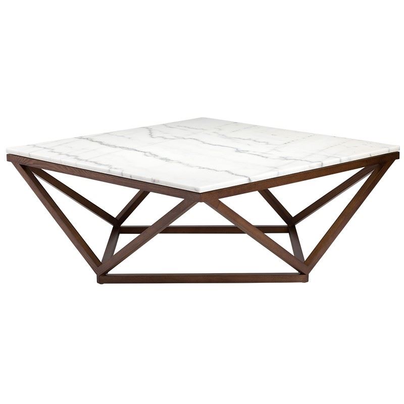 Sioule Marble Coffee Table - White/Walnut