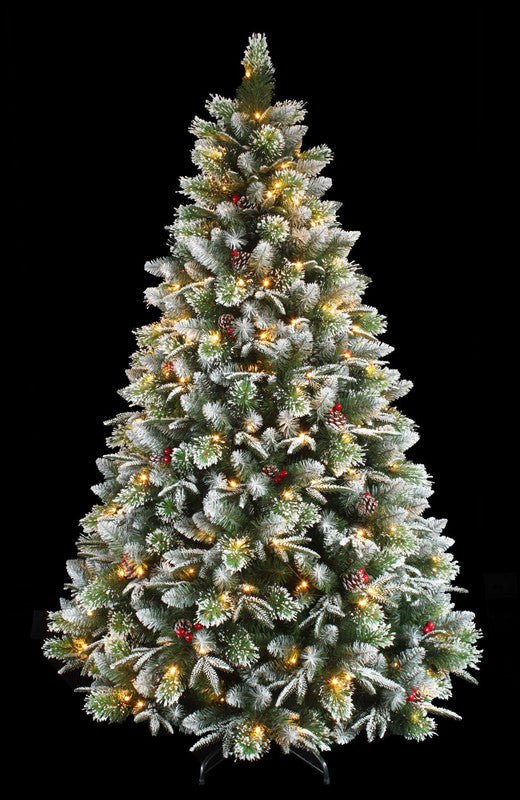 Tuomaan 6ft Decorated Flocked Pine Pre-Lit LED Christmas Tree - Warm White/Multi-Colour