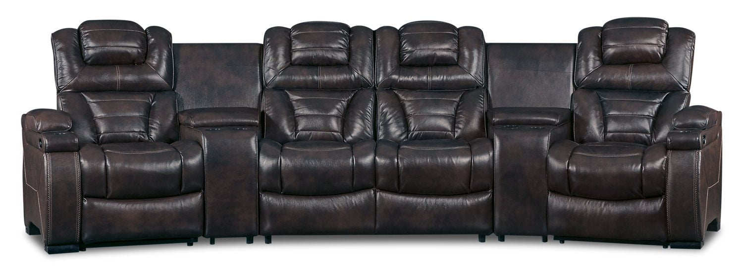 Genuine leather power reclining sectional discount