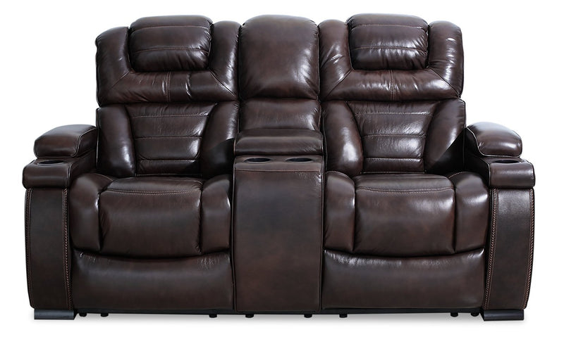 Costa Genuine Leather Power Reclining Loveseat - Brown