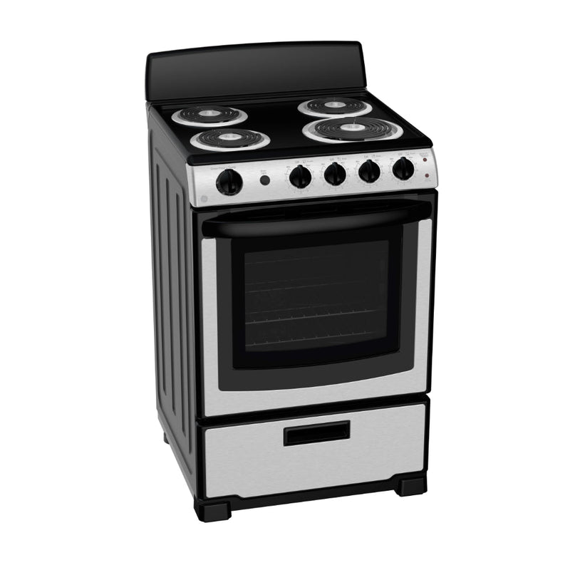 GE Stainless Steel 24" Slide-In Front-Control Electric Range (2.9 Cu. Ft.) - JCAS300RPS