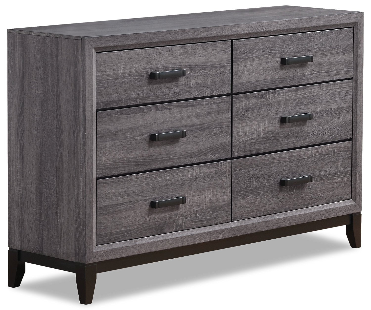 grey brown dresser Baxton Studio Pandora Modern and Contemporary Dark and Light Two-Tone 6-Drawer iron knobs in a timeless design that goes well with solid wood Neymorton - Dark Grayish Brown