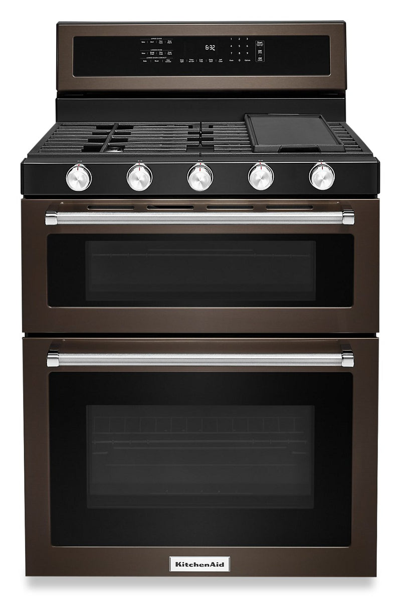 KitchenAid 30" Gas Double Oven Convection Range - KFGD500EBS