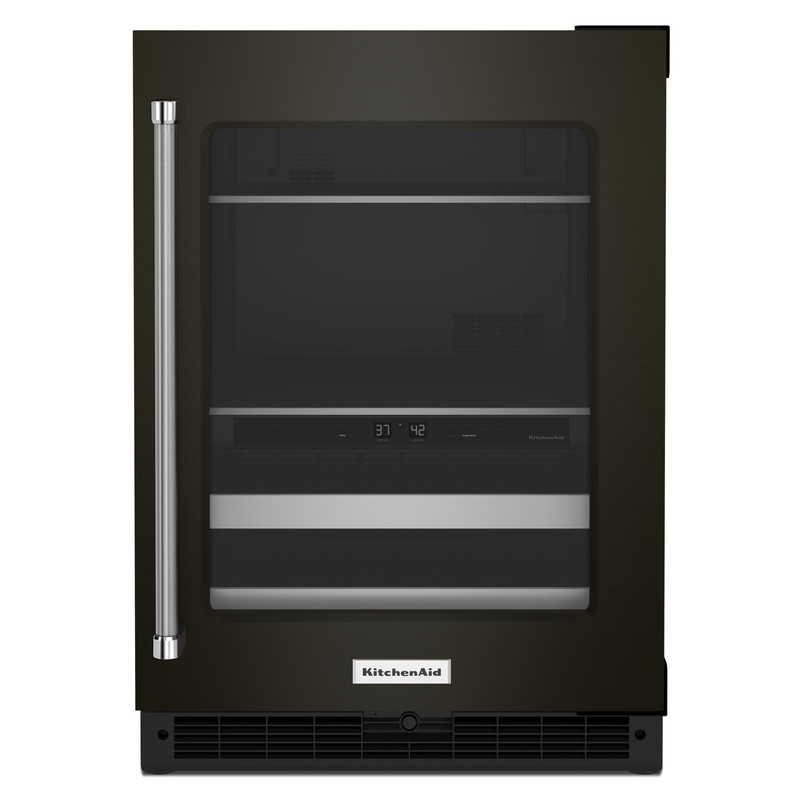 KitchenAid Black Stainless Steel 24" Beverage Center with Glass Door and Metal-Racks ( 4.89 Cu. Ft. ) - KUBR314KBS