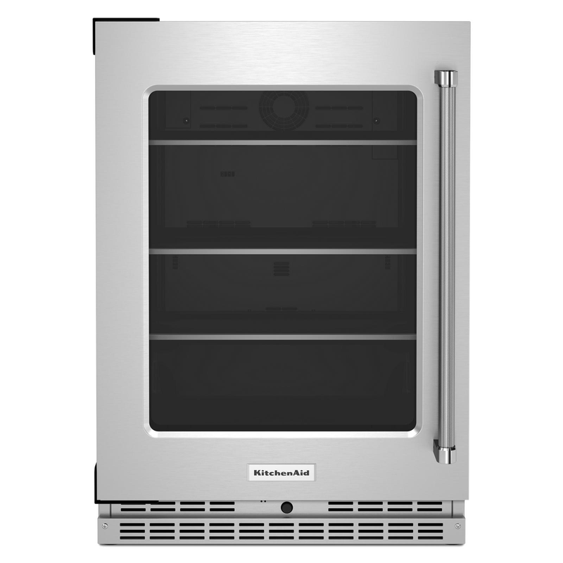 KitchenAid Stainless Steel 24" Undercounter Refrigerator with Glass Door and Shelves with Metallic Accents( 5.20 Cu.Ft. ) - KURL314KSS