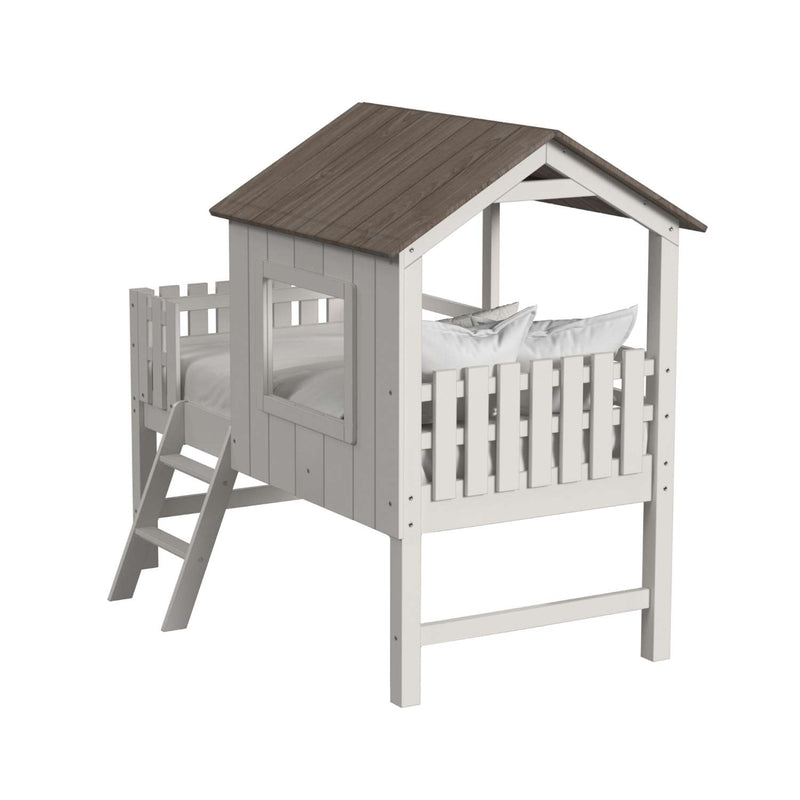 Highland Twin Bed with Ladder Fencing - Cream