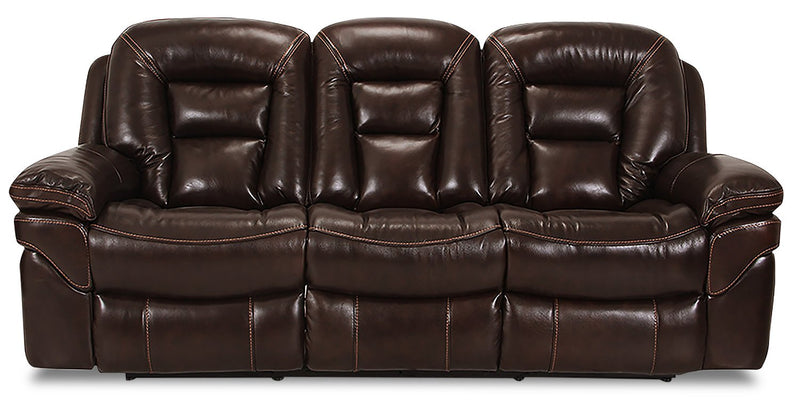 Quin Genuine Leather Power Reclining Sofa - Walnut