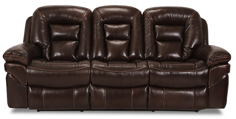 Quin Genuine Leather Reclining Sofa - Walnut