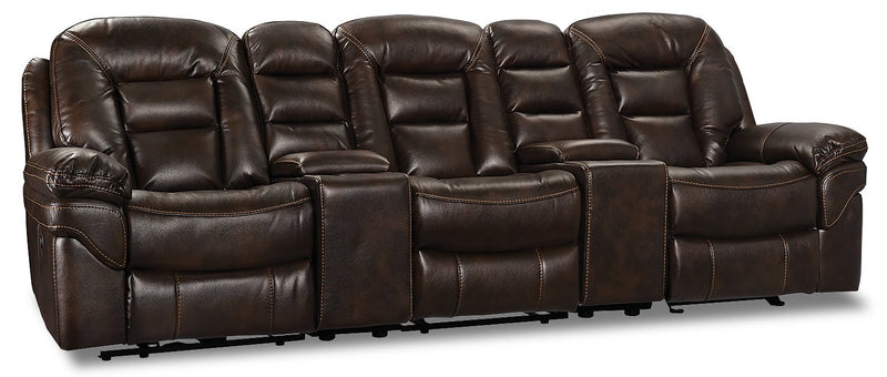 Quin 5-Piece Power Reclining Home Theatre Sectional - Walnut