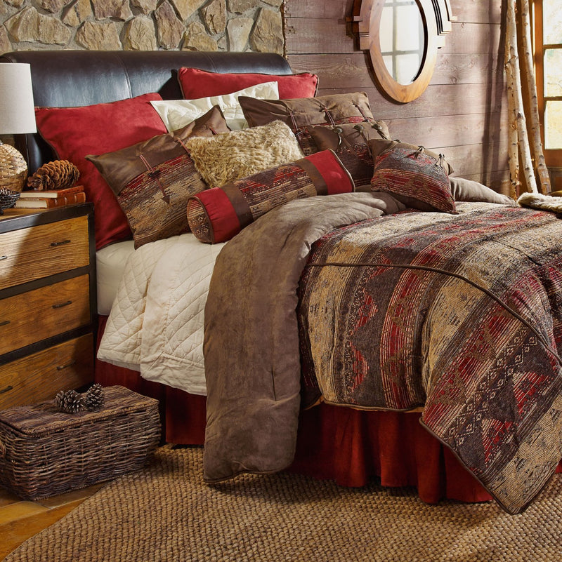 Jericho 7 Pc. King Comforter Set - Red/Brown/Tan