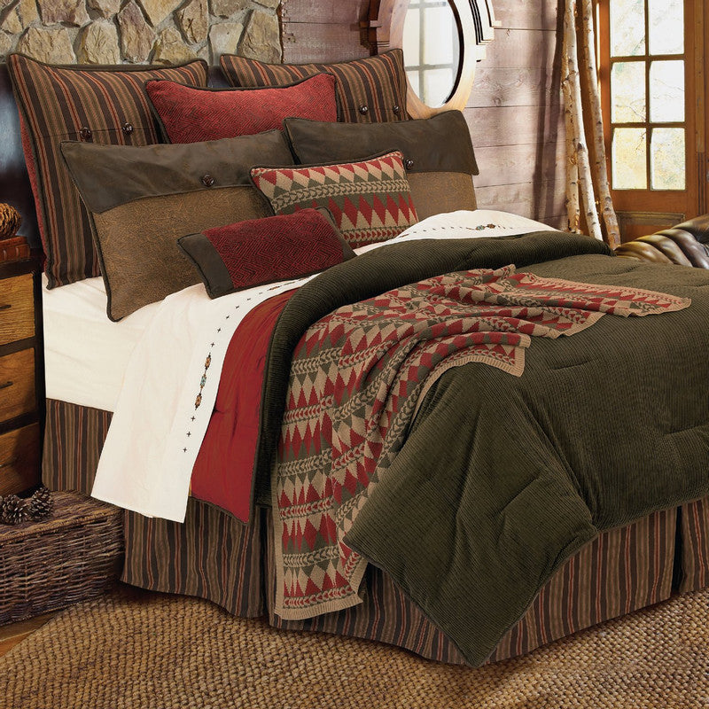 Ludlow 6 Pc. Full Comforter Set - Olive/Brown/Red